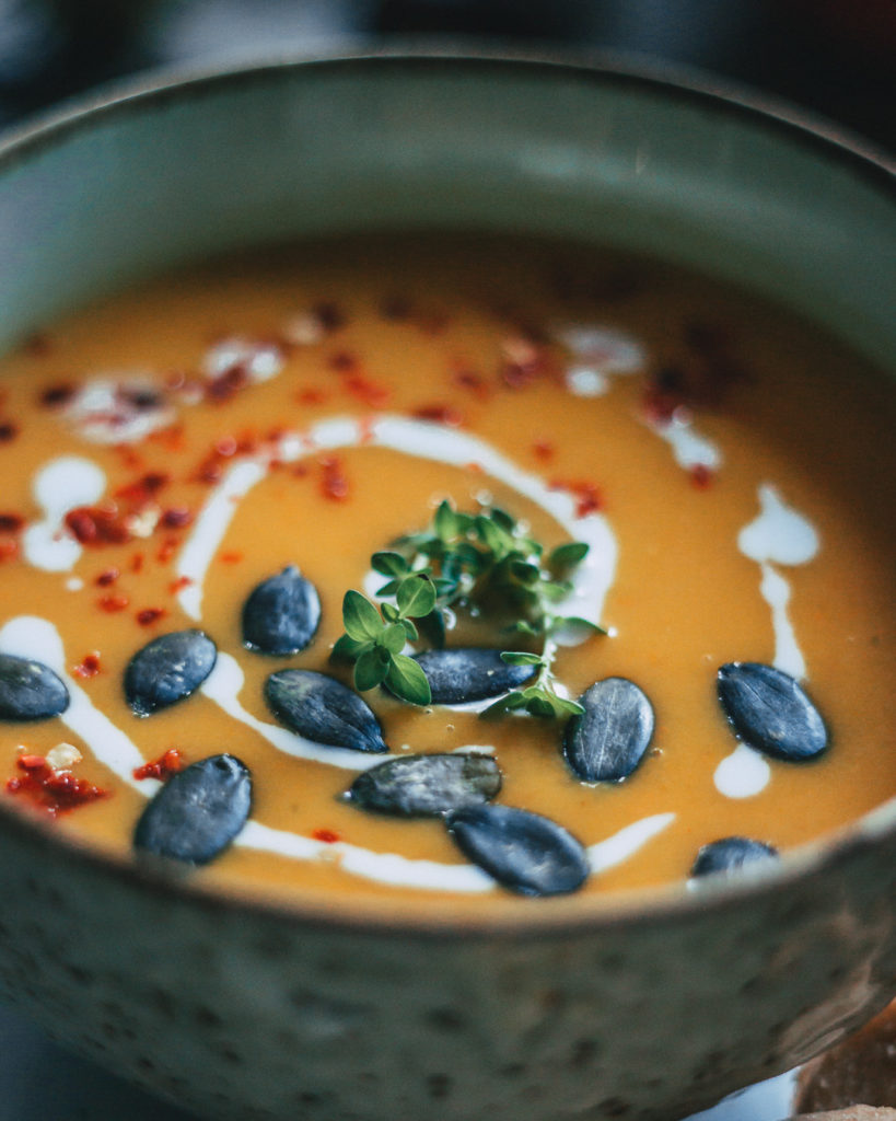 Kürbissuppe mit Ingwer und Kokosmilch